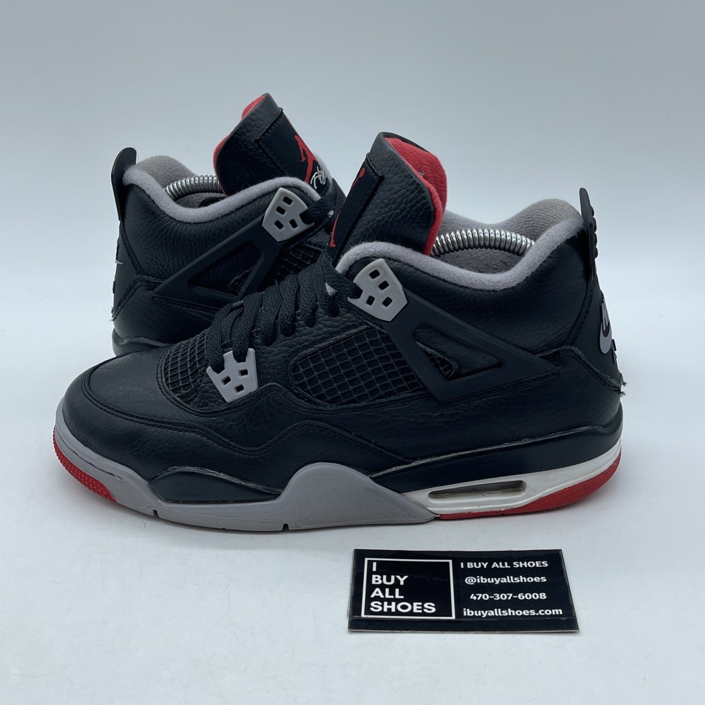 Size 7Y - Air Jordan 4 Retro Bred Reimagined Black Grey Leather (FQ8213-006)