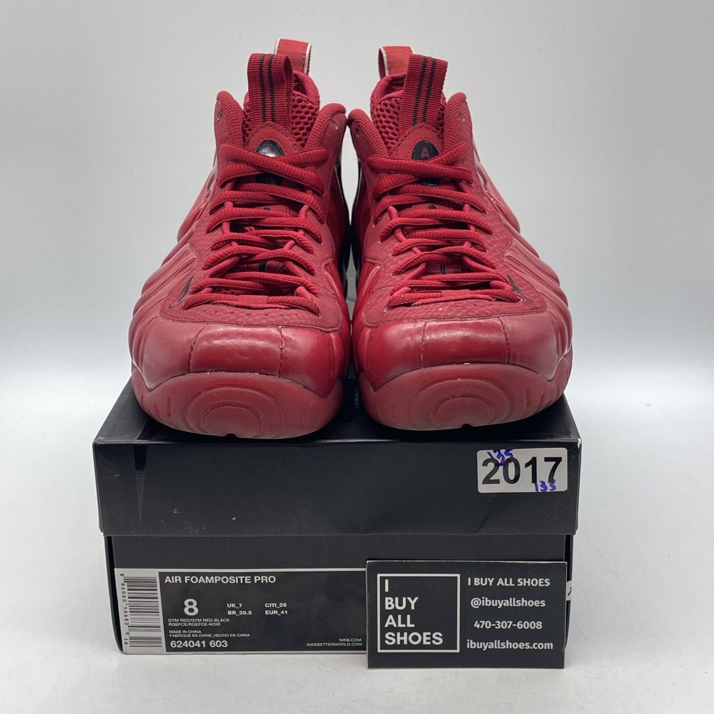 Size 8 - Nike Air Foamposite Pro Gym Red Suede Leather (624041-603)