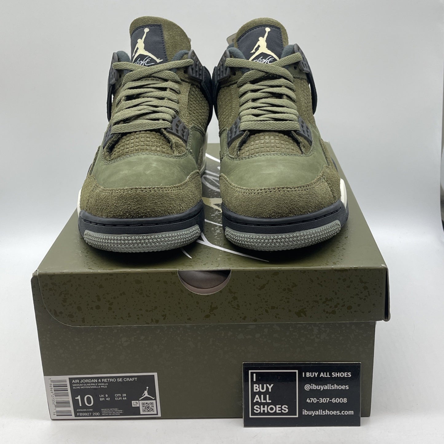 Size 10 - Jordan 4 SE Retro Low Craft - Olive Black Suede Leather (FB9927-200)