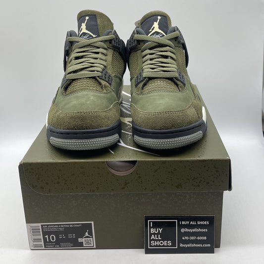 Size 10 - Jordan 4 SE Retro Low Craft - Olive Black Suede Leather (FB9927-200)