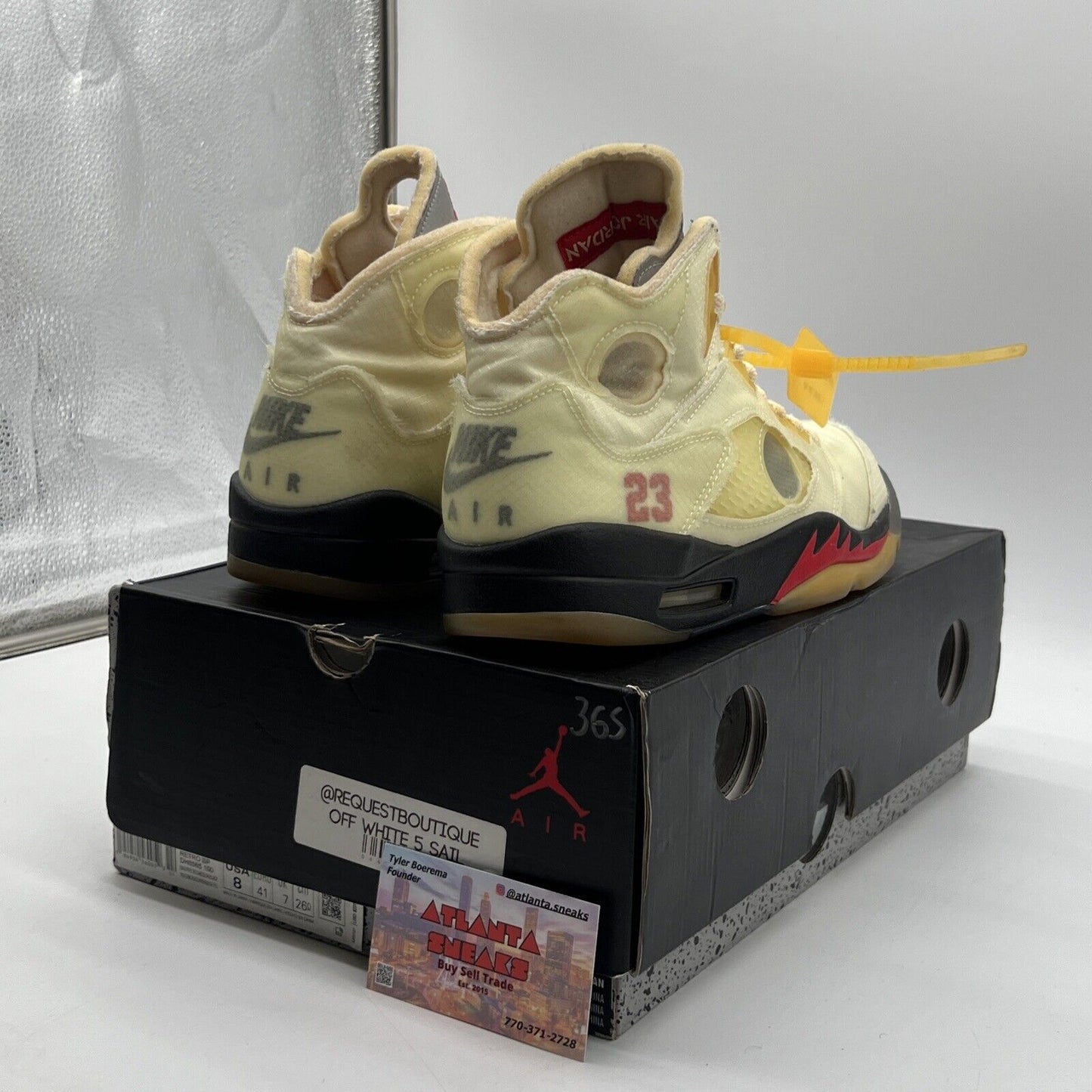 Size 8 - Jordan 5 SP x Off-White Mid Sail Black Red Cream Grey (DH8565-100)