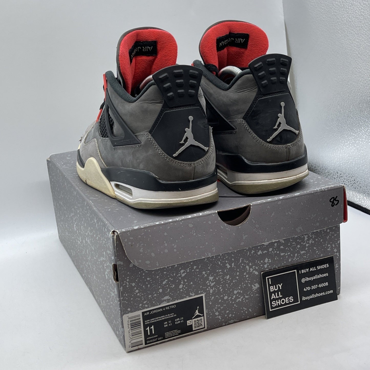 Size 11 - Jordan 4 Retro Mid Infrared Grey Black Suede (DH6927-061)