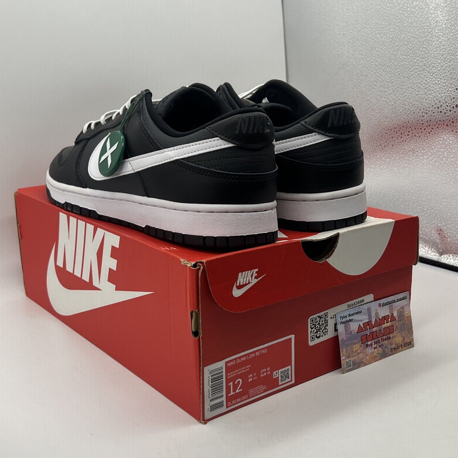 Size 12 - Nike Dunk Low Black Panda White Leather (DJ6188-002)