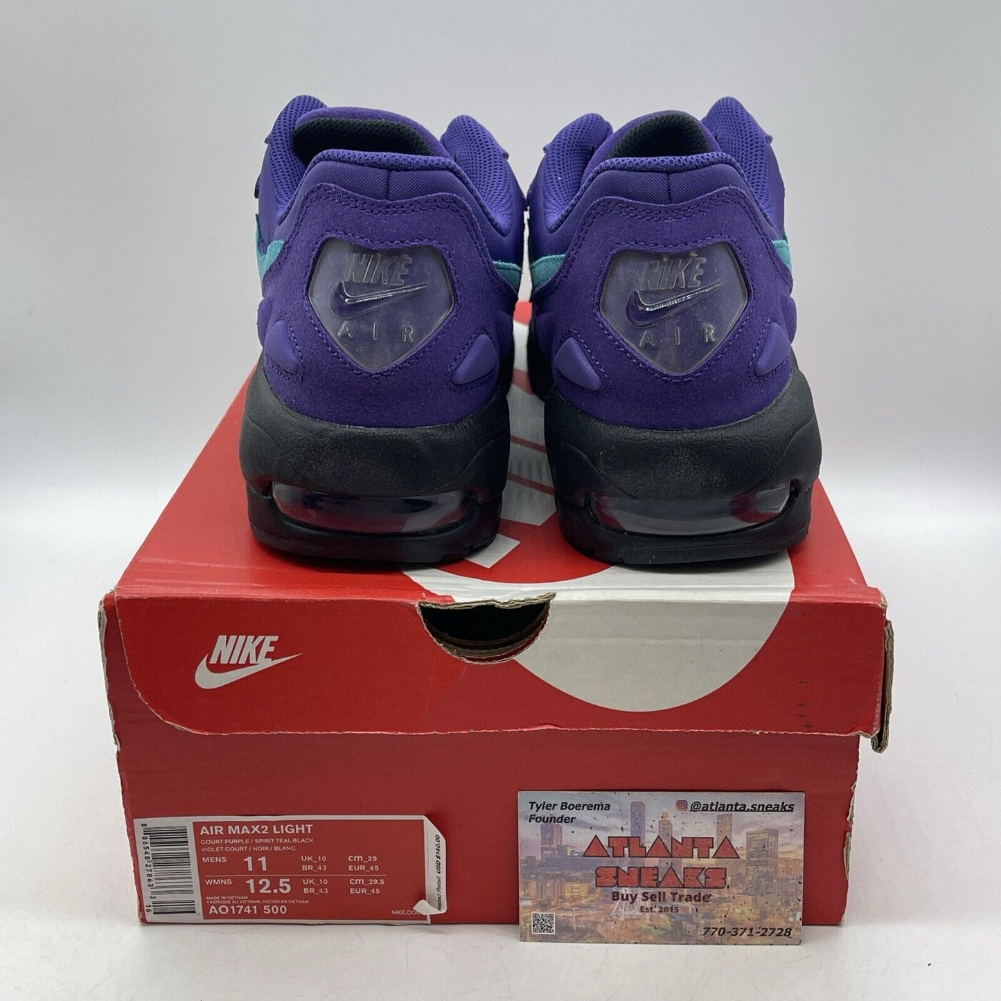 Size 11 - Nike Air Max 2 Light Hornets Away Purple Blue Black Suede (AO1741-500)