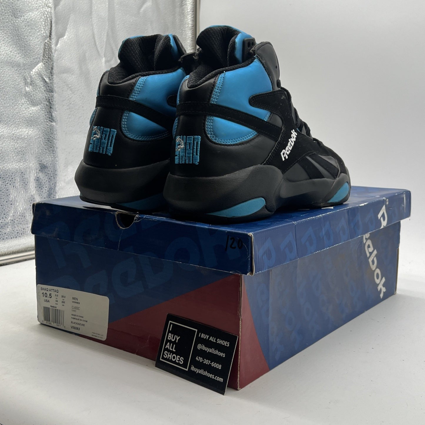 Size 10.5 - Reebok Shaq Attaq 2013 Black Azure (V55083)