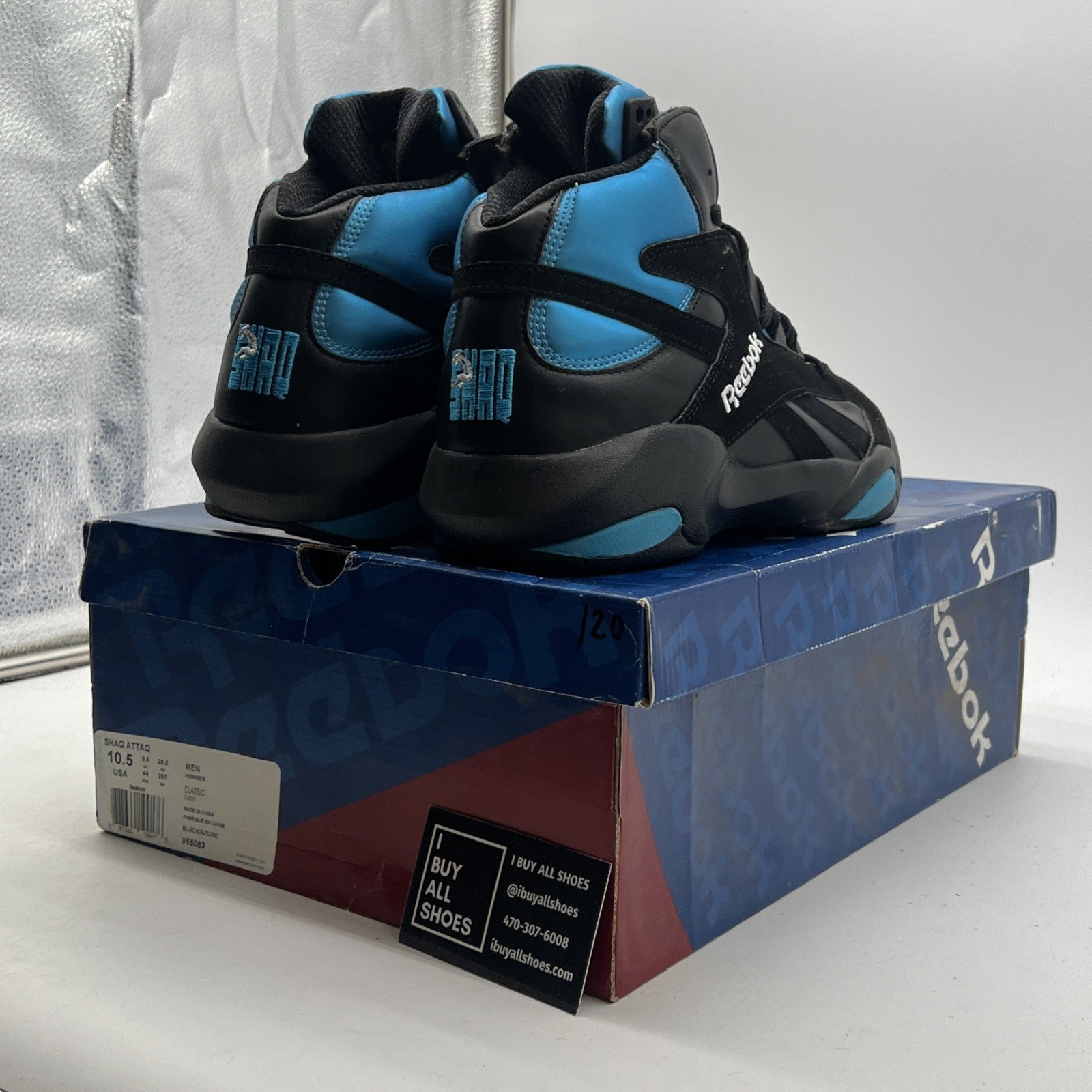 Size 10.5 - Reebok Shaq Attaq 2013 Black Azure (V55083)