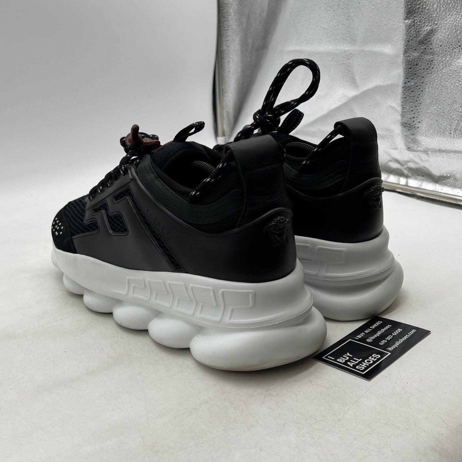 Size 46 - Versace Chain Reaction Black Burgundi Fashion Designer Sneaker