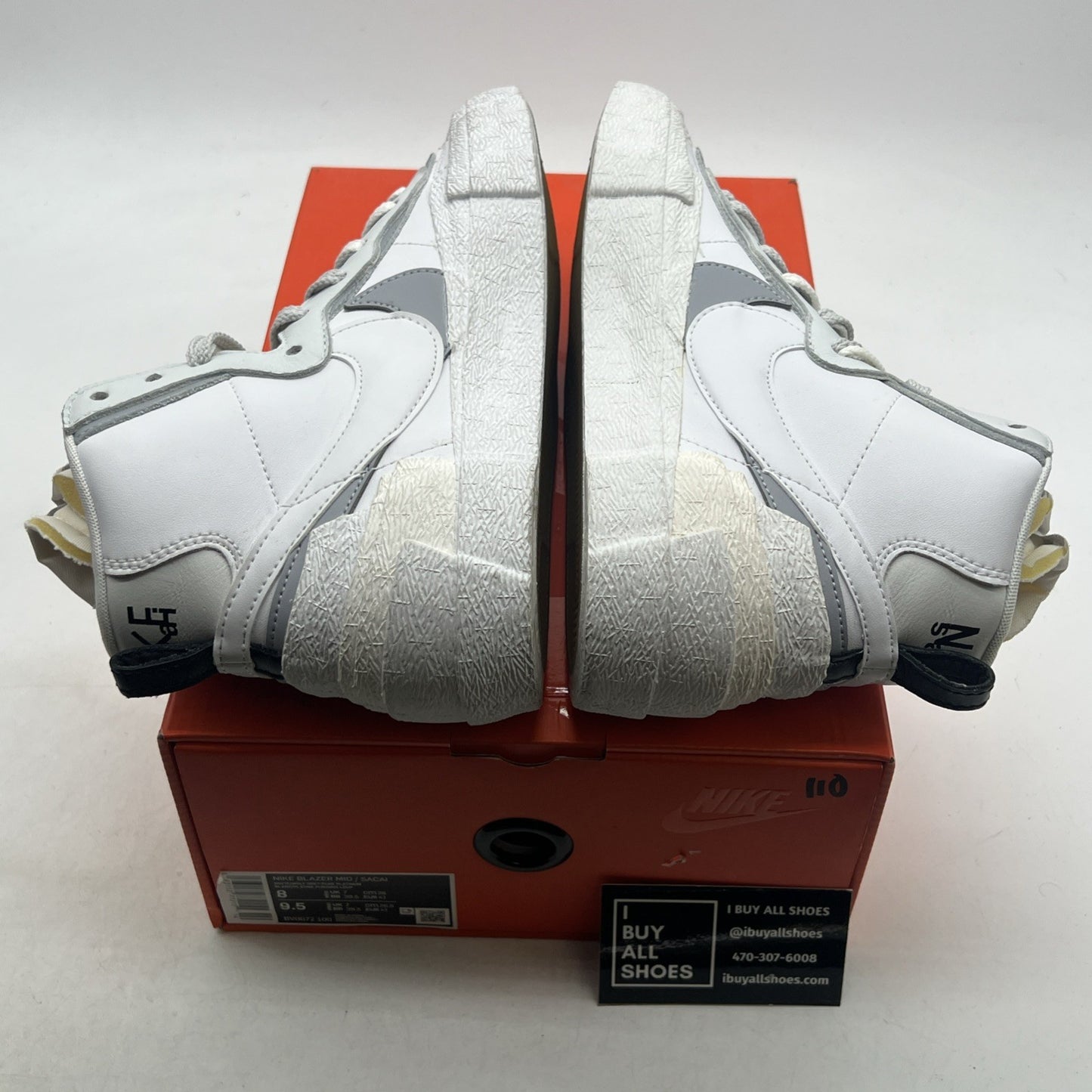 Size 8 - Nike sacai x Blazer Mid White Grey (BV0072-100)