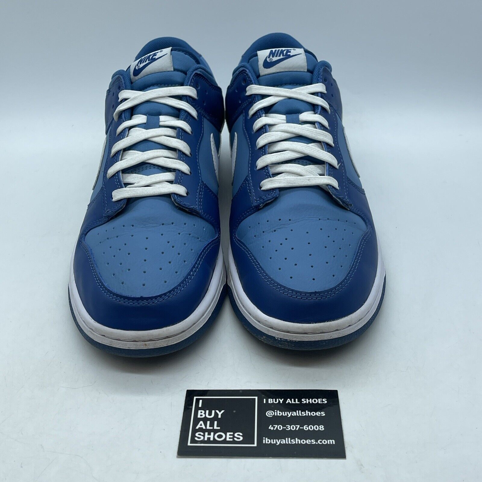 Size 12.5 - Nike Dunk Low Dark Marina Blue White Leather Suede (DJ6188-400)