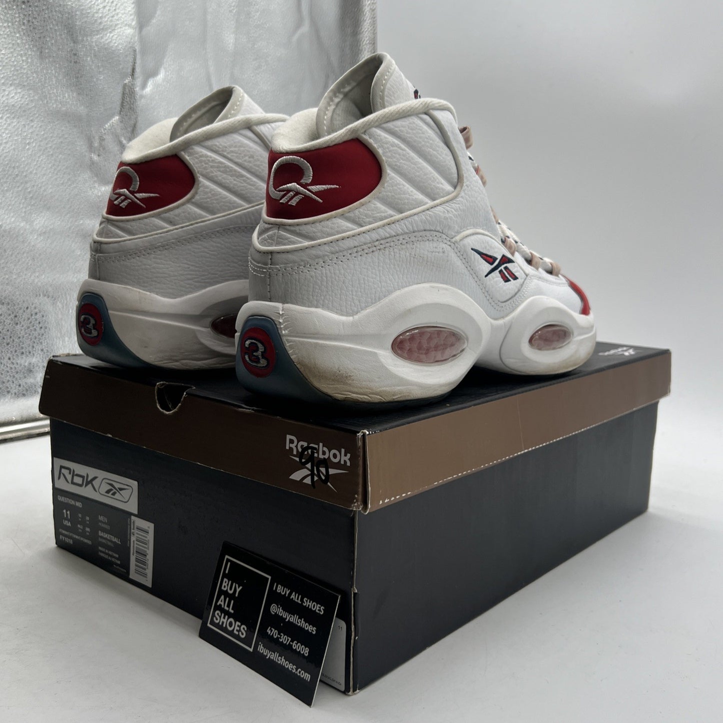 Size 11 - Reebok Question OG 2020 Mid Red Toe (FY1018)