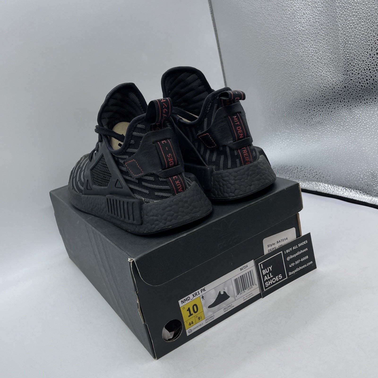 Size 10 - adidas NMD_XR1 Primeknit Triple Black Suede Leather (BA7214)
