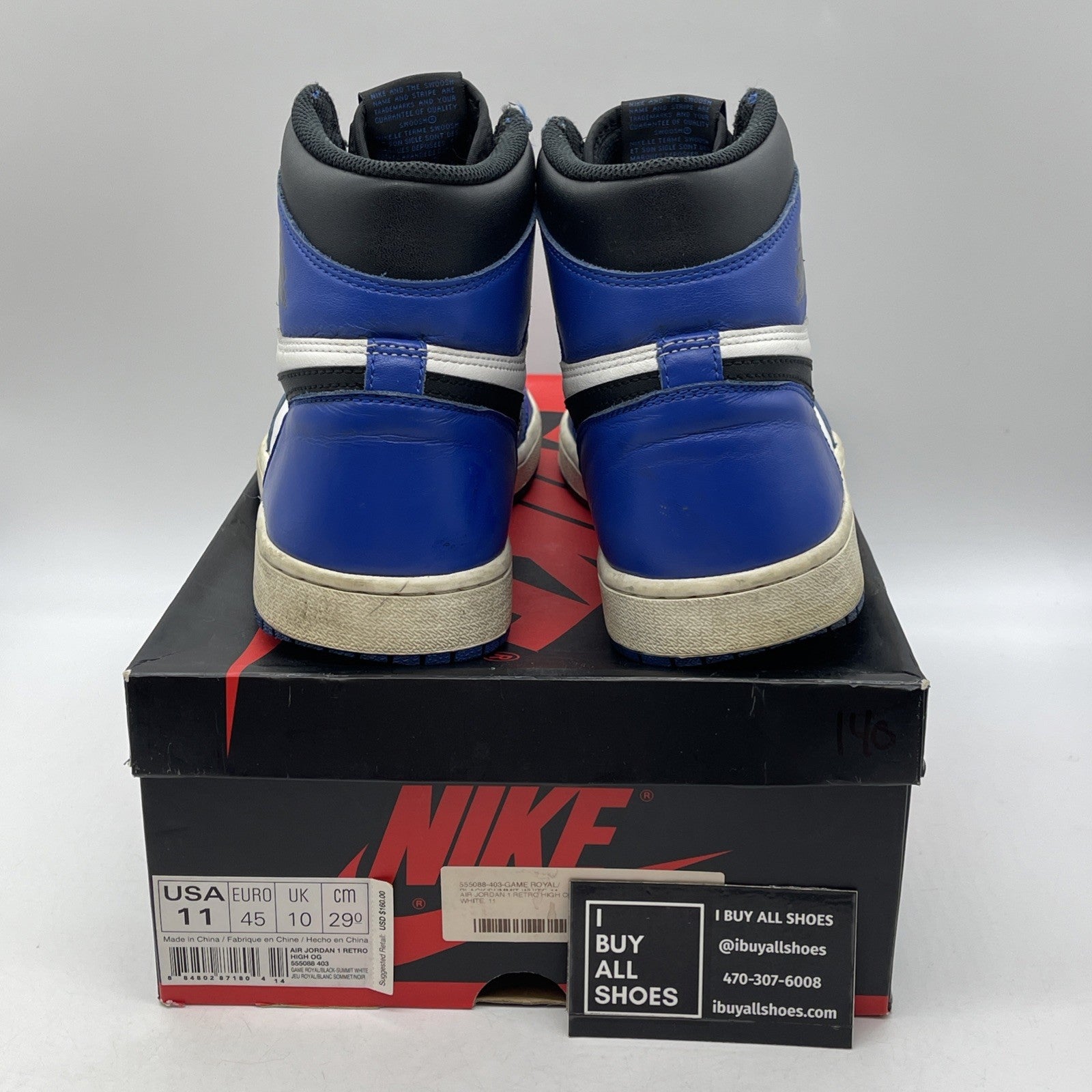 Size 11 - Jordan 1 Retro High OG Game Royal Blue White Leather (555088-403)