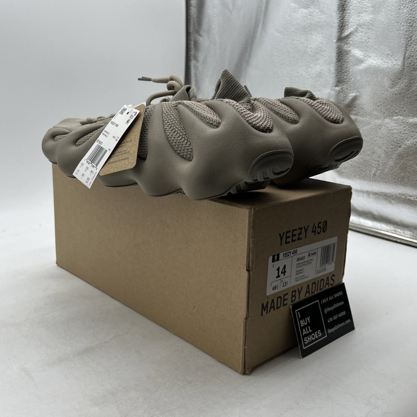 Size 14 - Adidas Yeezy 450 Stone Flax Brown Suede (ID1623)