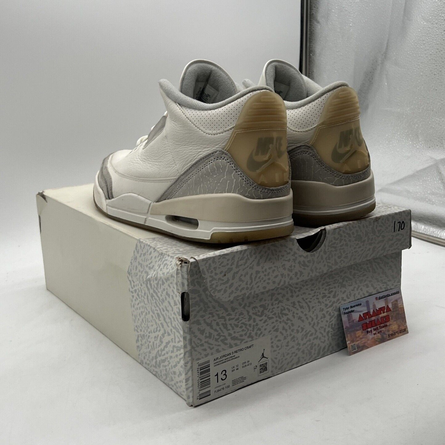 Size 13 - Air Jordan 3 Retro Craft Ivory/Grey White Leather (FJ9579-100)