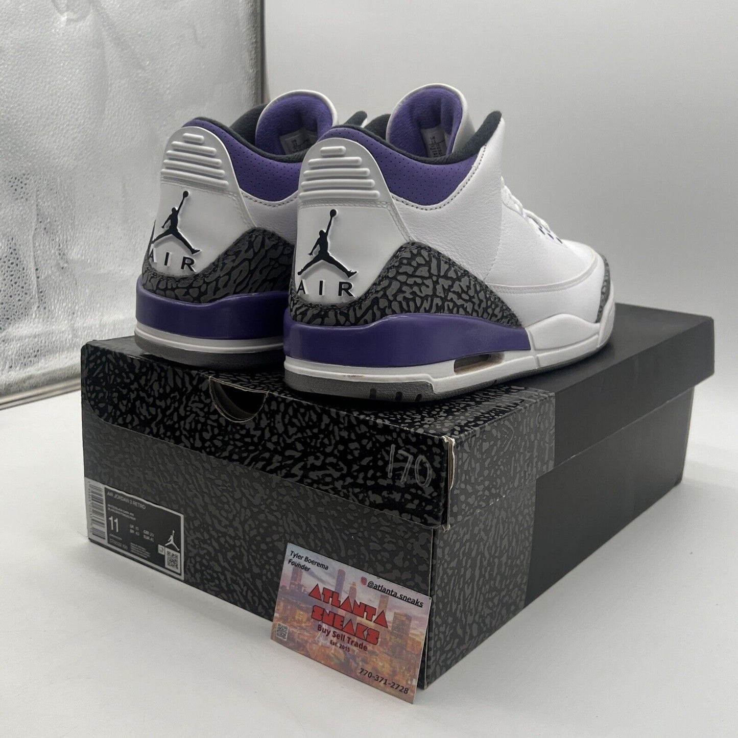 Size 11 - Jordan 3 Retro Mid Dark Iris White Black Leather Purple (CT8532-105)