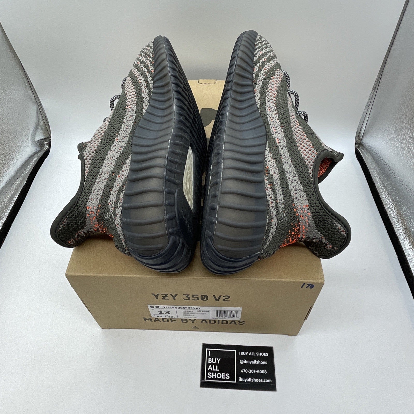 Size 13 - adidas Yeezy Boost 350 V2 Low Carbon Beluga Green Suede (HQ7045)