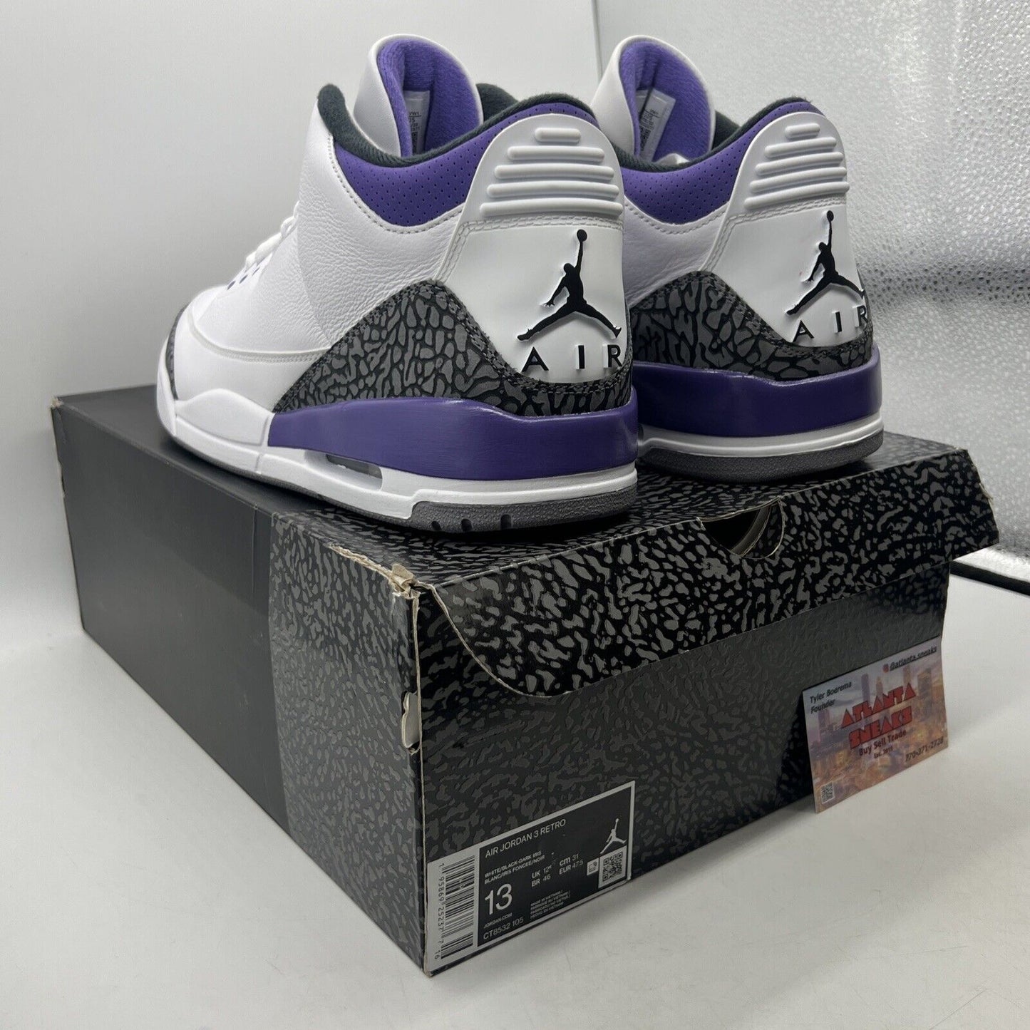 Size 13 - Jordan 3 Retro Mid Dark Iris White Leather Grey (CT8532-105)