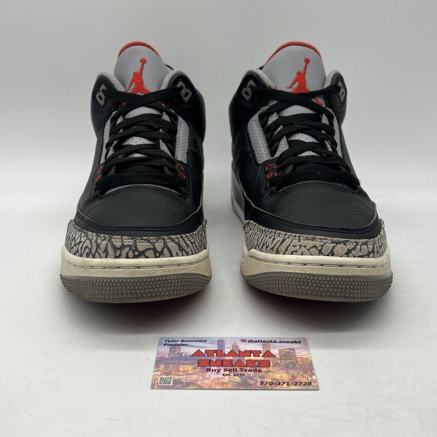 Size 10.5 - Jordan 3 Retro OG Mid Black Cement Grey Red Leather (854262-010)