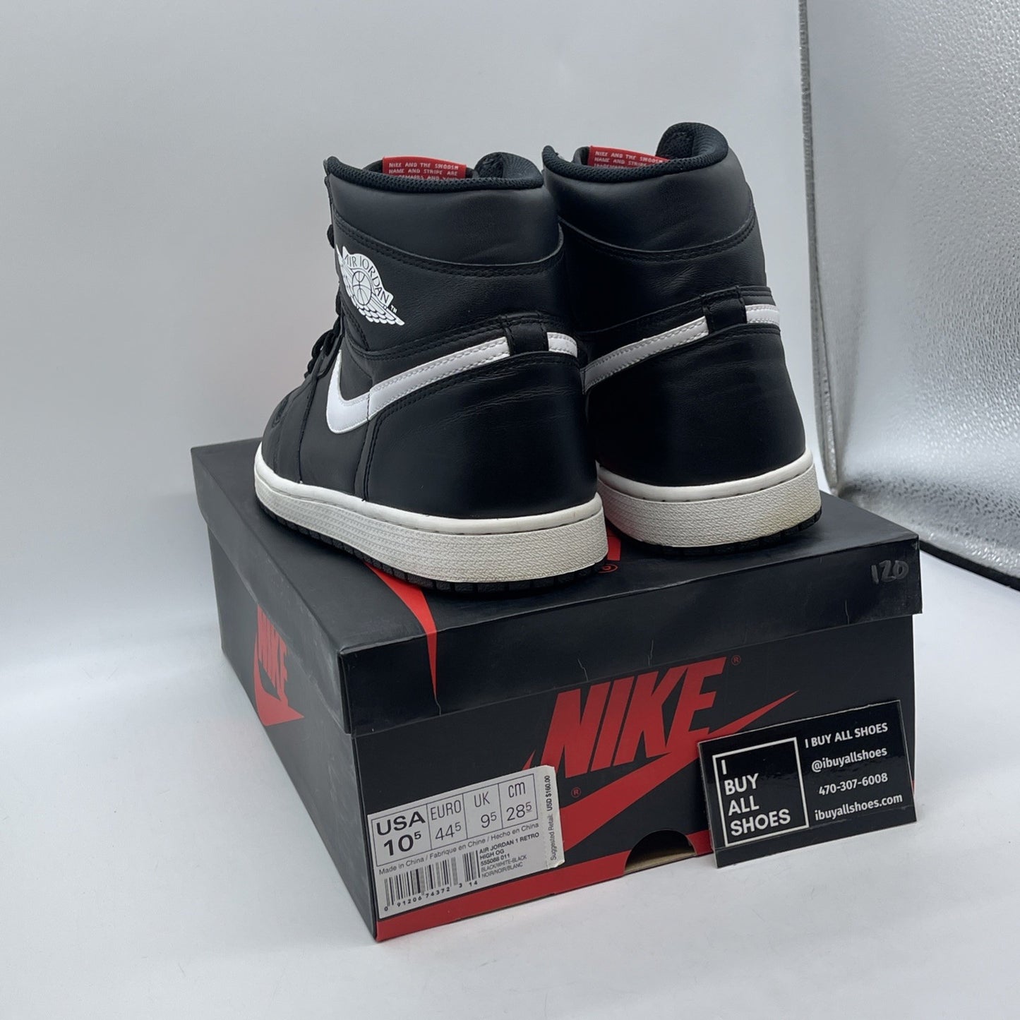 Size 10.5 - Air Jordan 1 Retro OG Prm High Yin Yang Black White (555088-011)