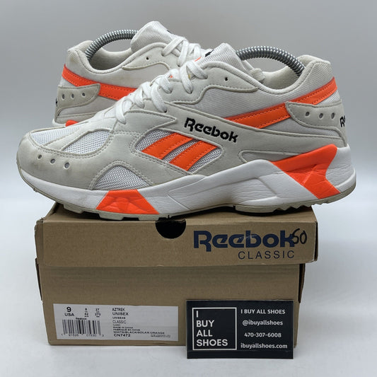 Size 9 - Reebok Aztrek Solar Orange White Grey Suede Leather (CN7472)