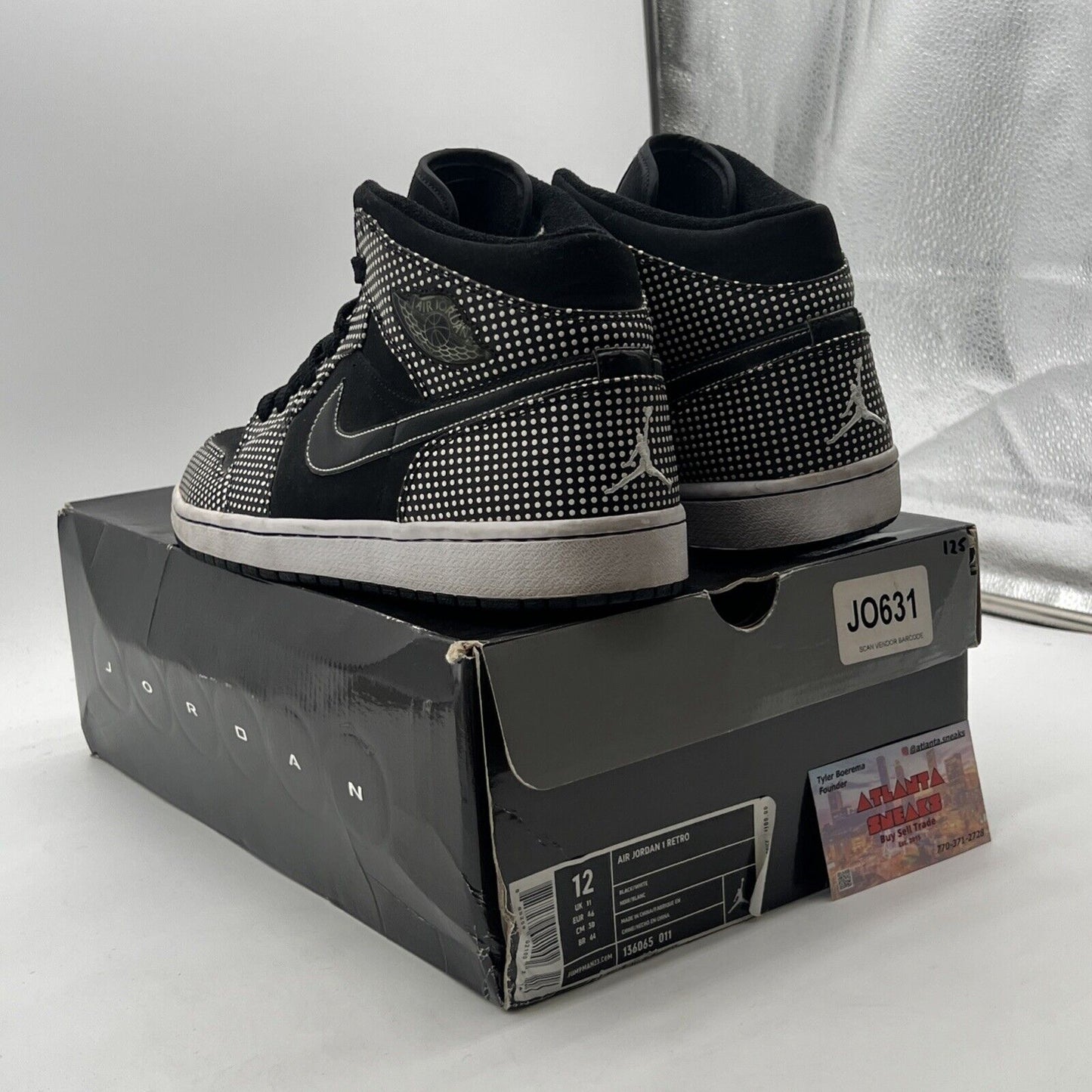 Size 12 - Air Jordan 1 Retro Black White (136065-011)