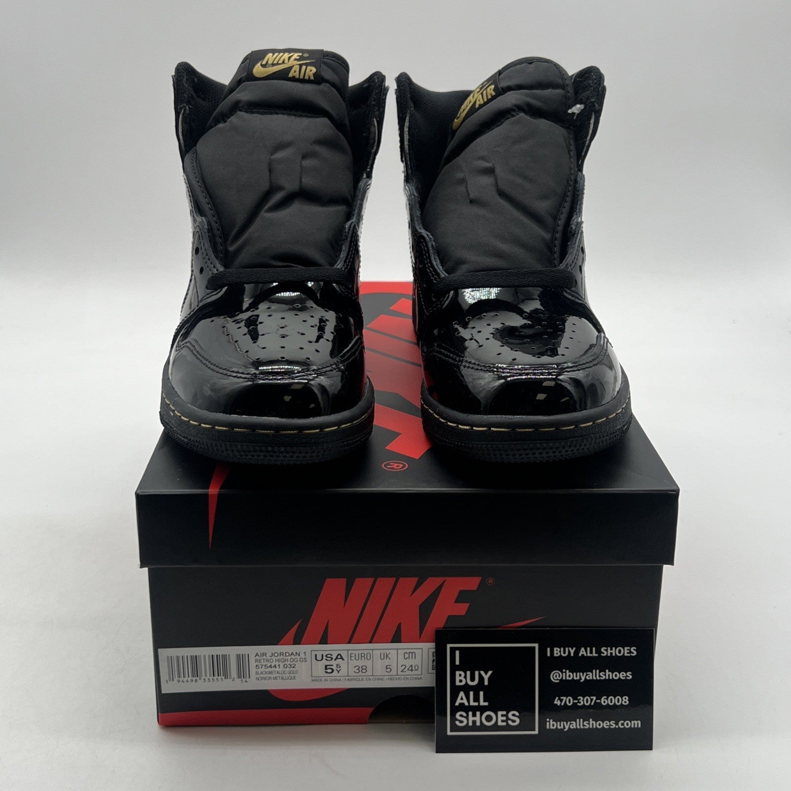 Size 5.5Y - Air Jordan 1 Black 2020 (575441-032)