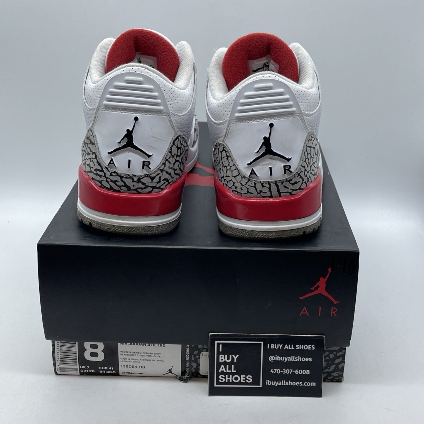 Size 8 - Jordan 3 Retro Hall of Fame 2018 Grey White Suede Leather (136064-116)