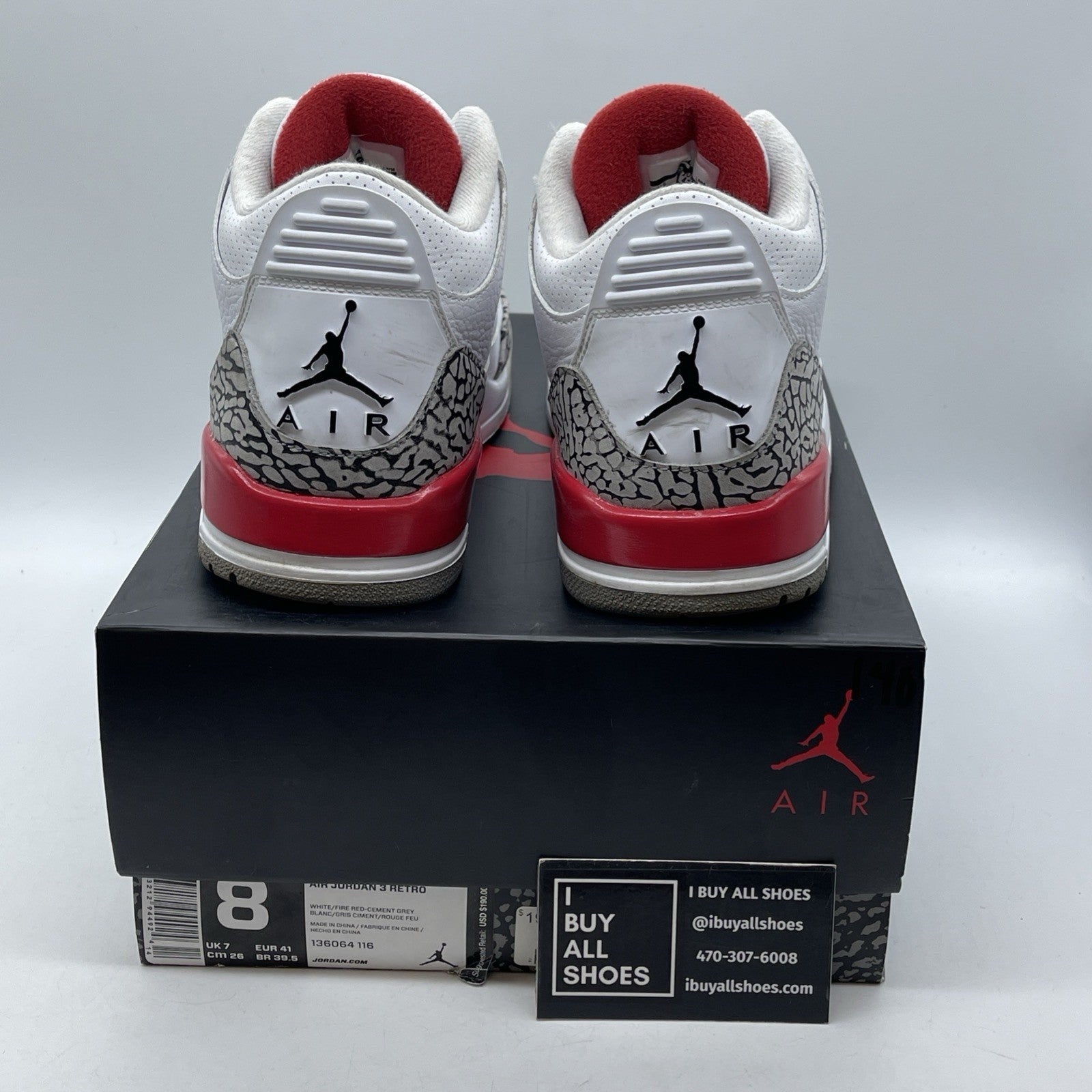 Size 8 - Jordan 3 Retro Hall of Fame 2018 Grey White Suede Leather (136064-116)