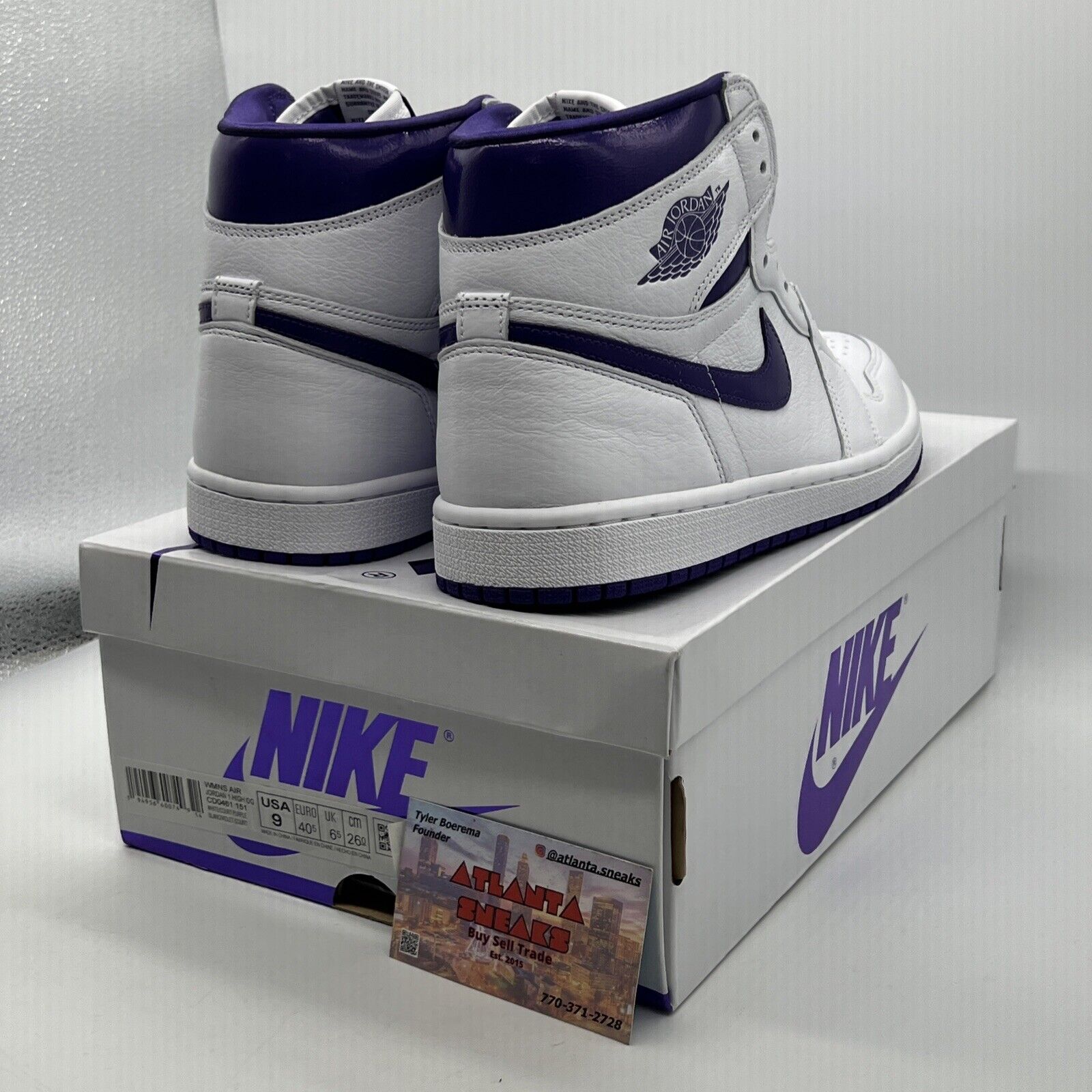 Size 9 - Air Jordan 1 OG Court Purple W White Leather (CD0461-151)