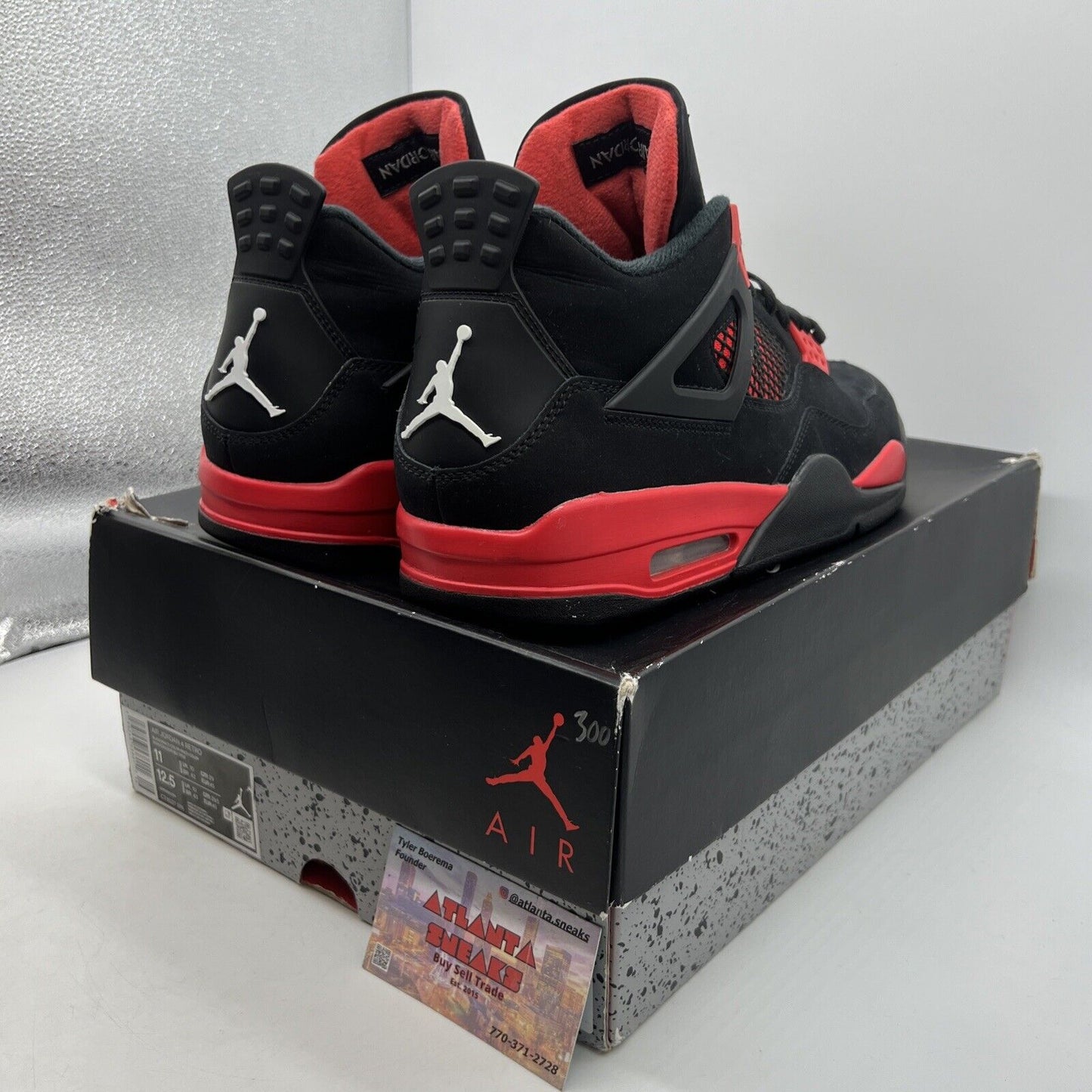 Size 11 - Jordan 4 Retro Mid Red Thunder Black White Suede (CT8527-016)