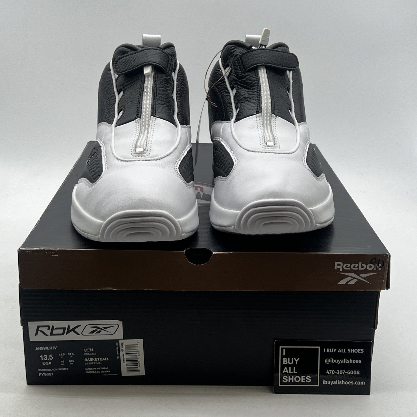 Size 13.5 - Reebok Answer 4 White Black (FY9691)