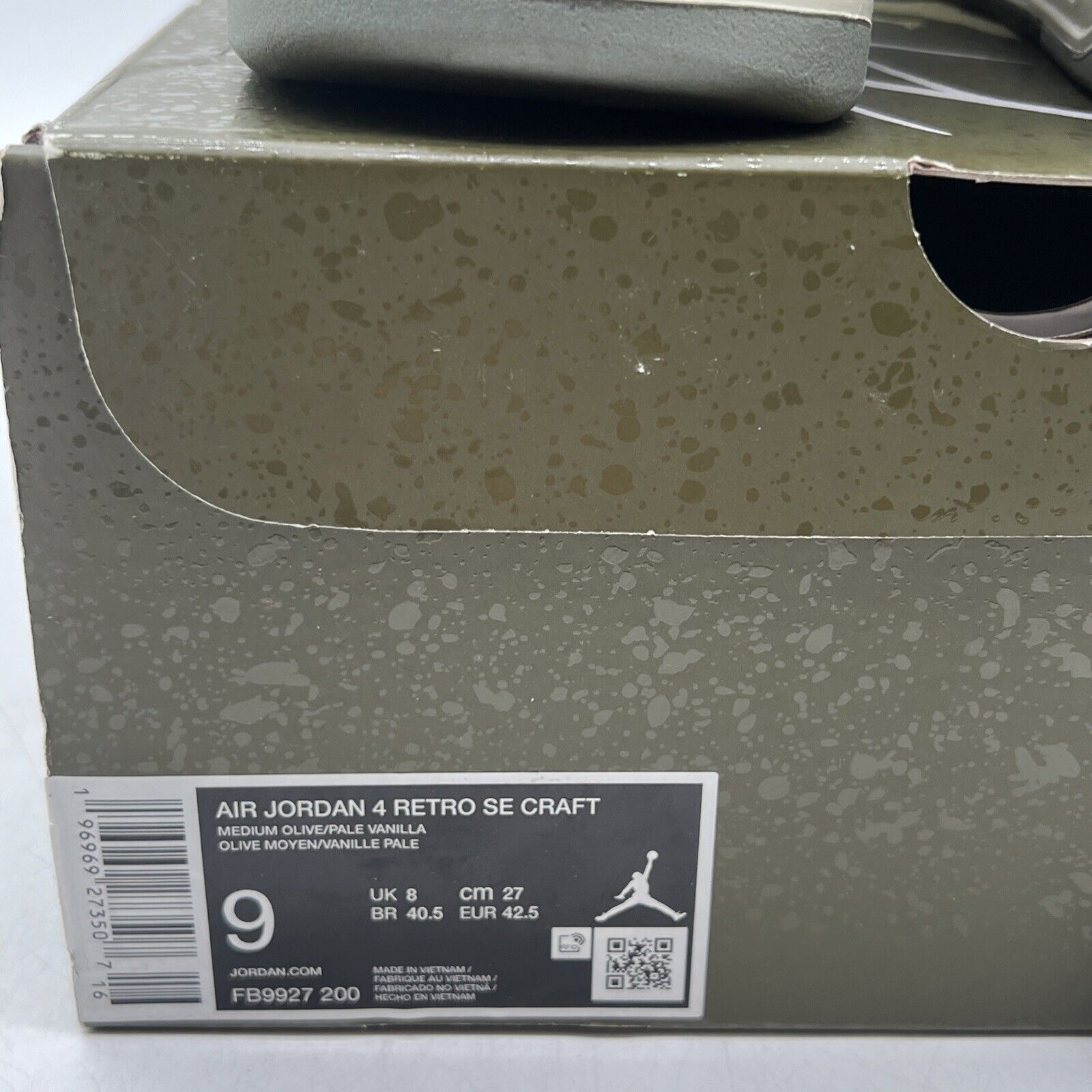 Size 9 - Jordan 4 SE Retro Low Craft - Olive Black White Suede (FB9927-200)