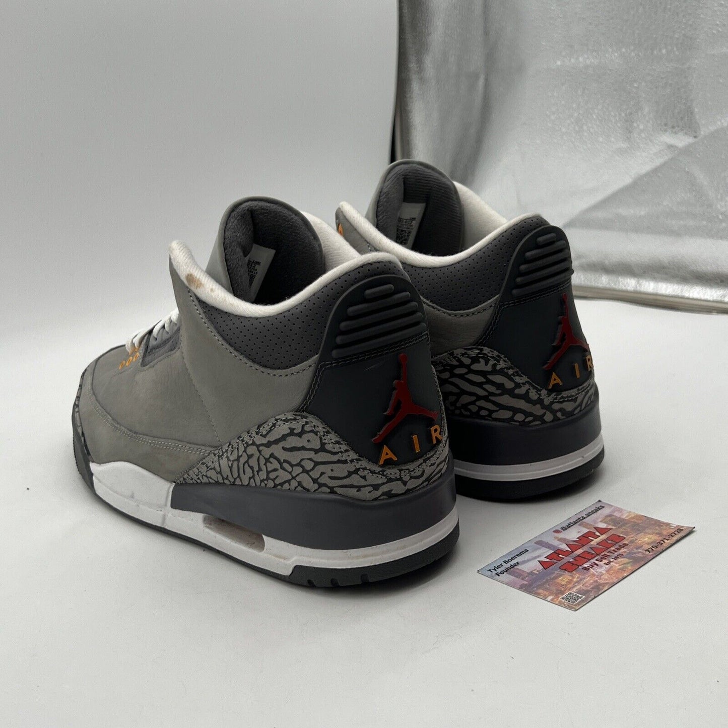 Size 11.5 - Jordan 3 Retro Mid Cool Grey Orange Red Suede Leather (CT8532-012)