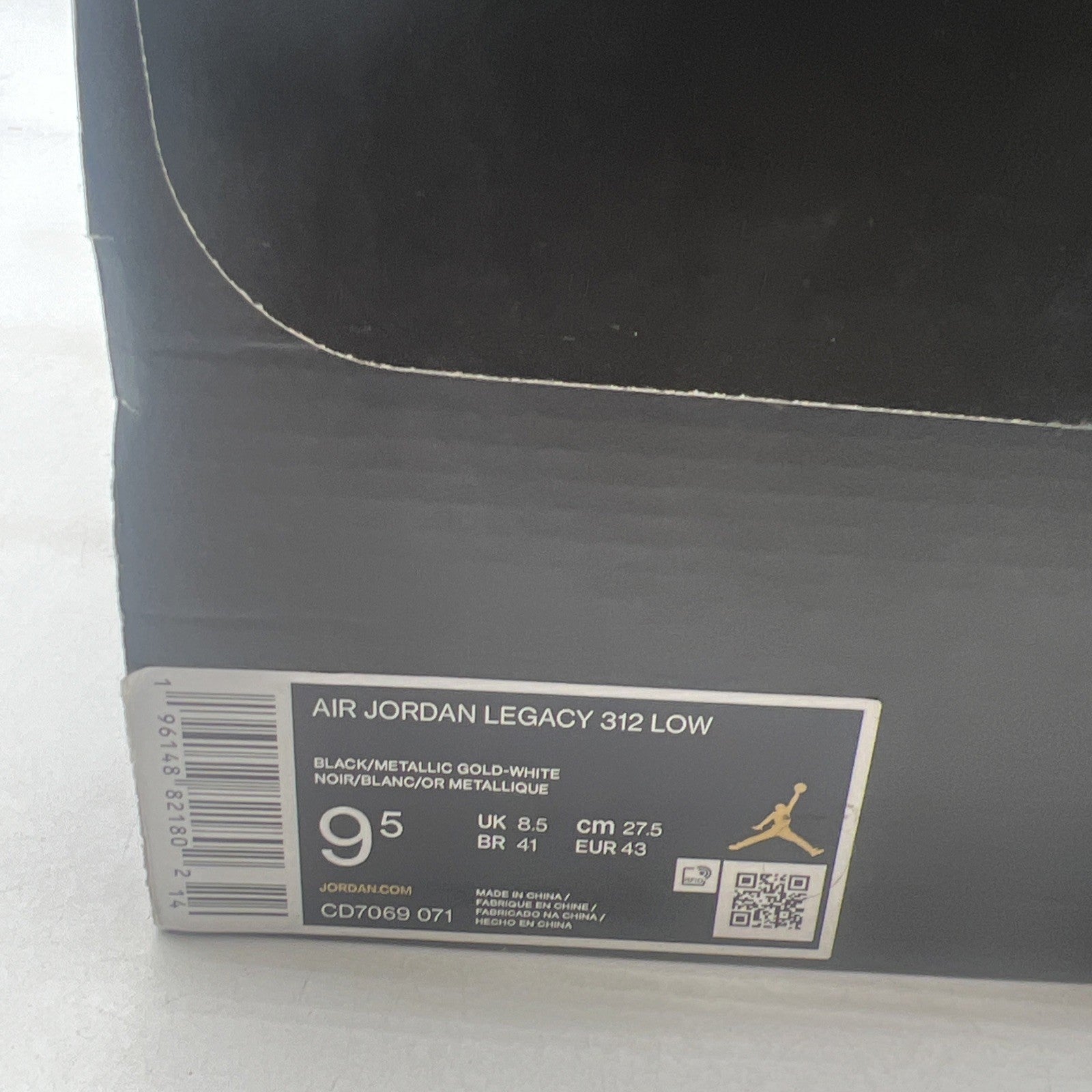 Size 9.5 - Jordan Legacy 312 Low Black Metallic Gold (CD7069-071)