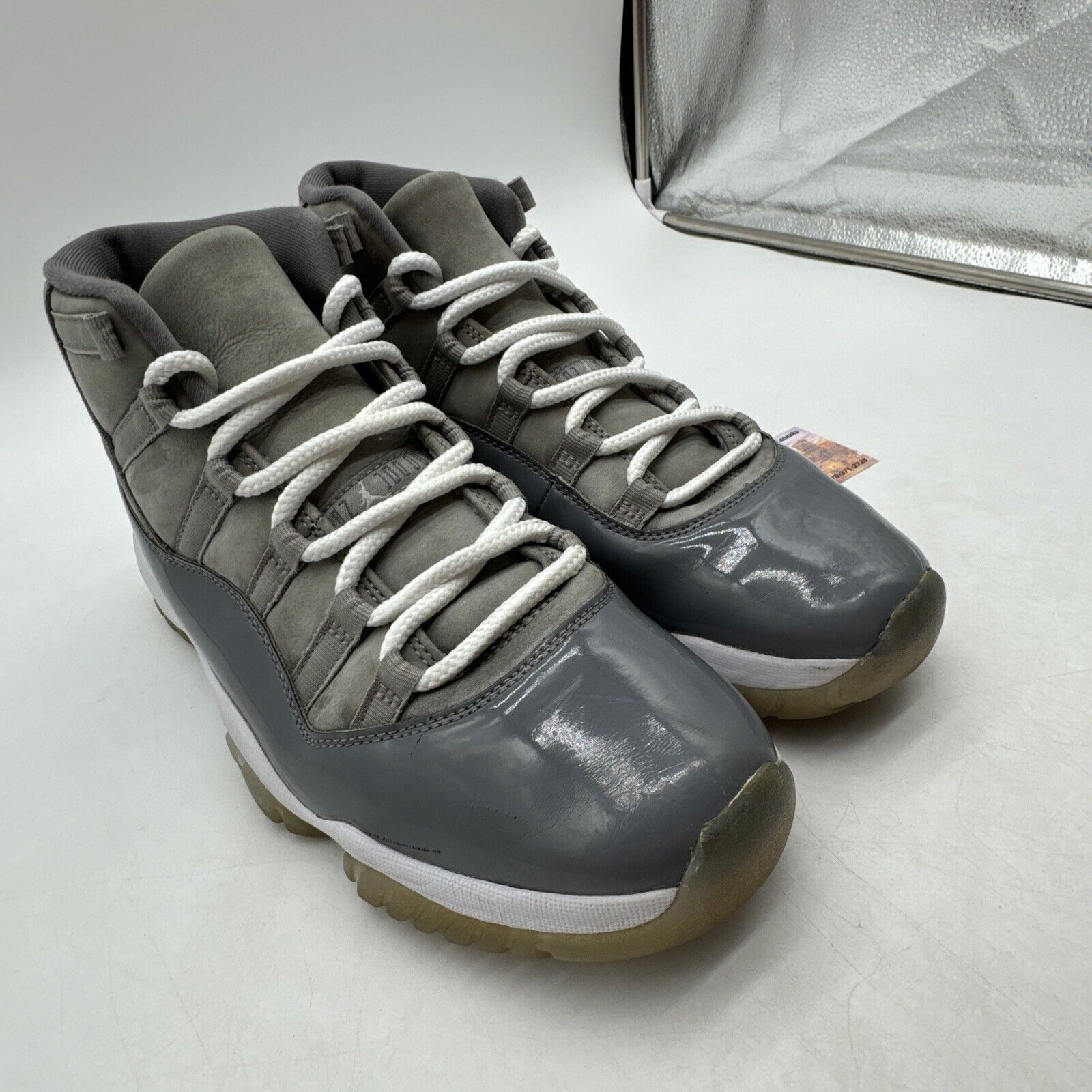 Size 10.5 - Jordan 11 Retro High Cool Grey Patent Smooth Suede Ice Sole