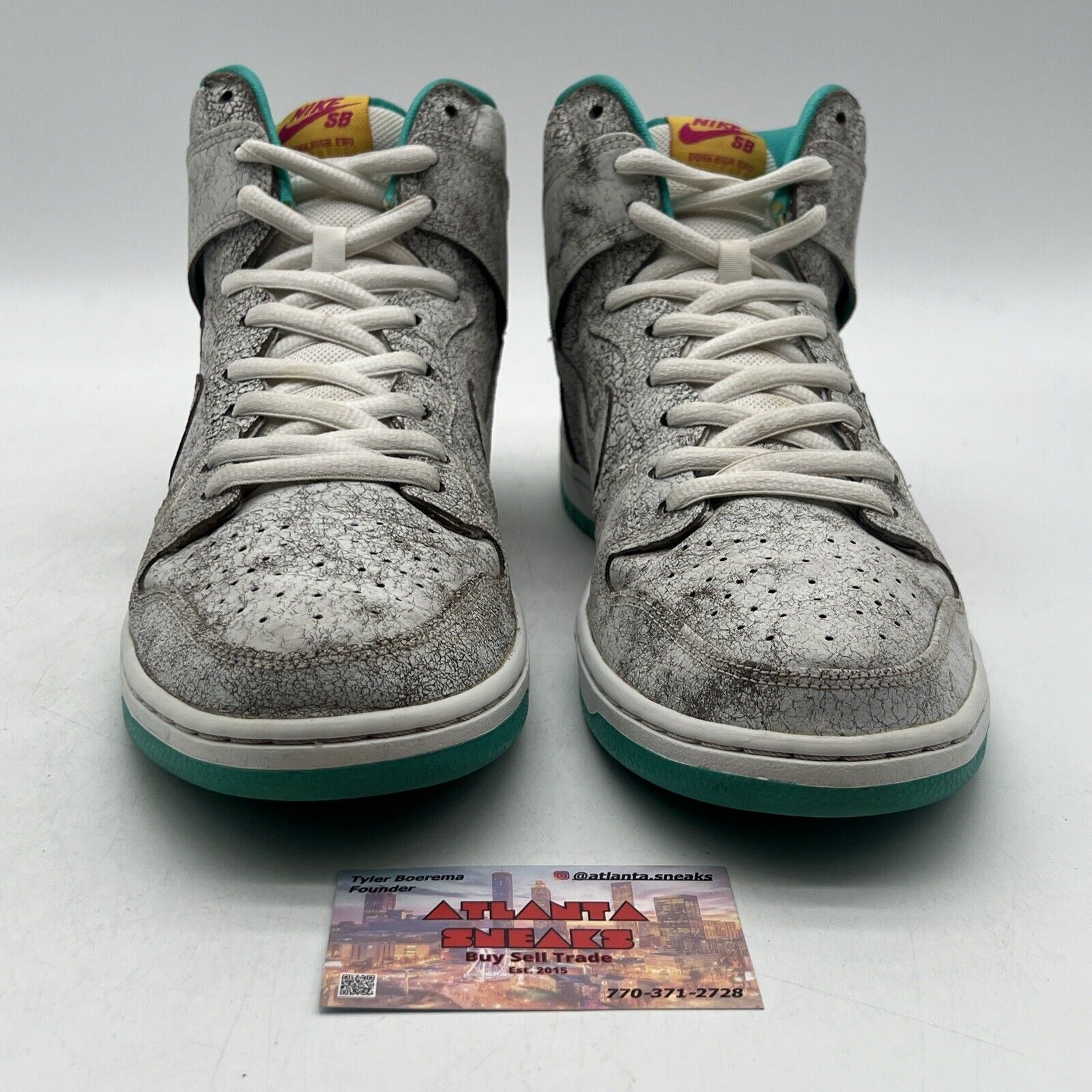 Size 12 - Nike Dunk Premium SB High Flamingo Aqua Leather (313171-117)