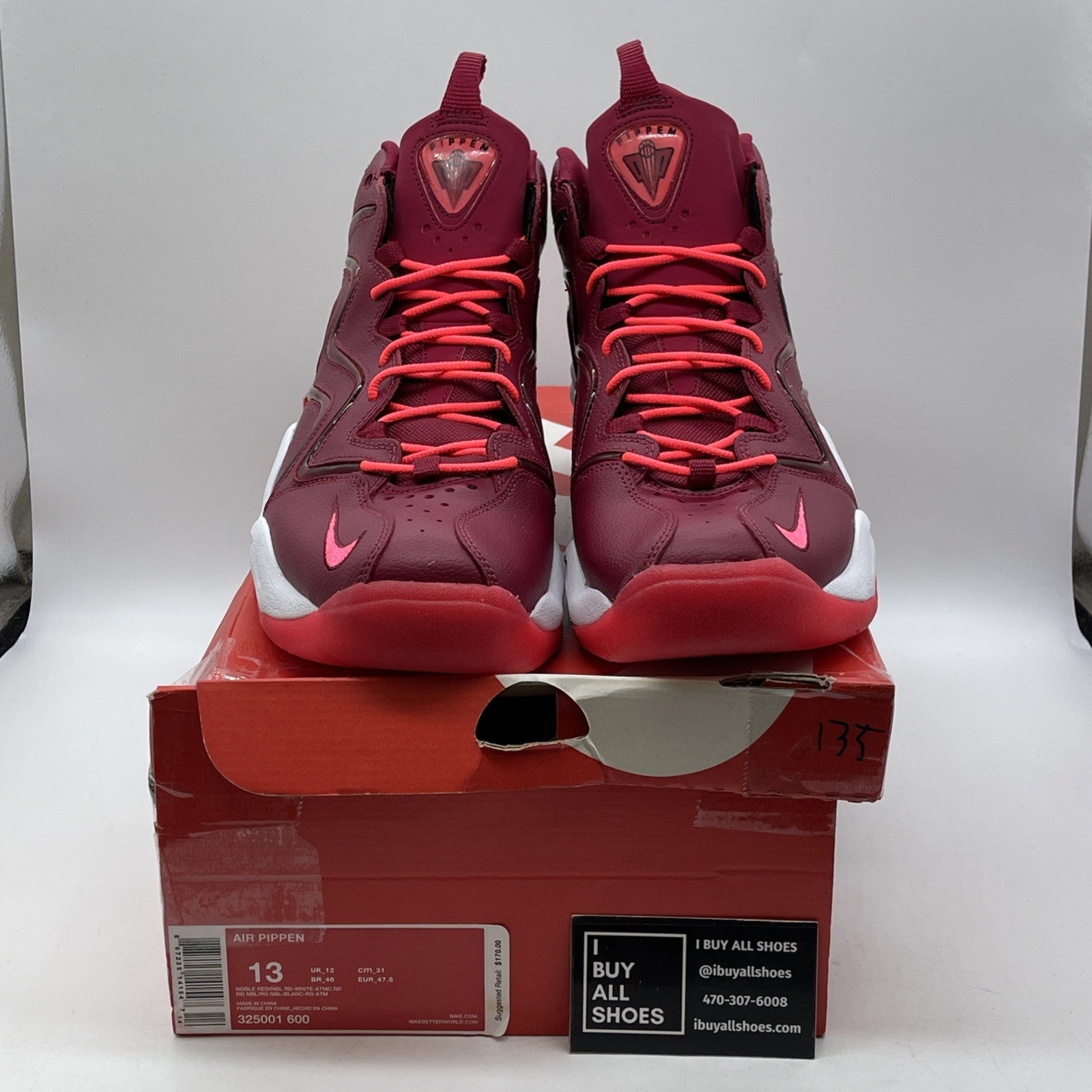 Size 13 - Nike Air Pippen 1 Noble Red White Leather (325001-600)