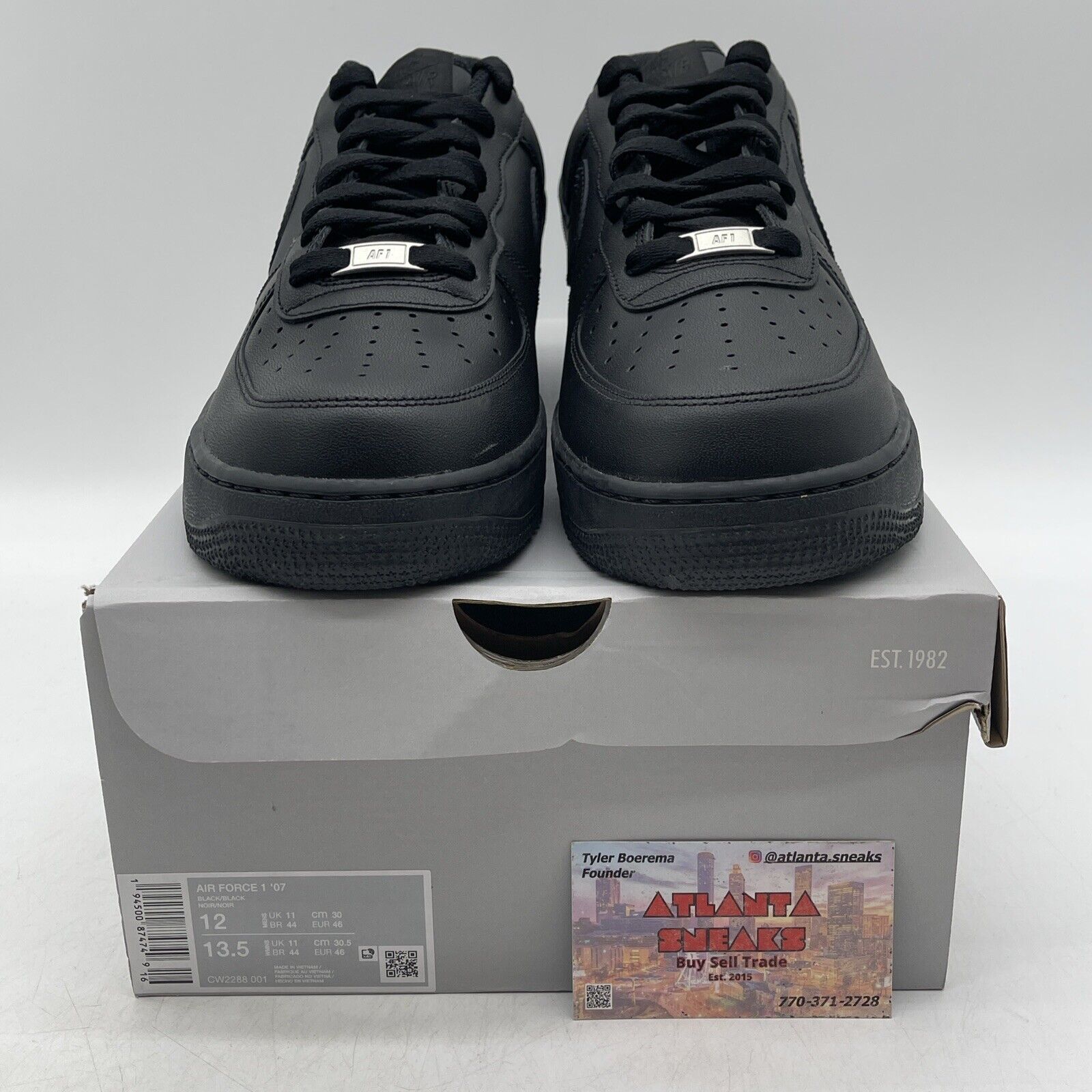 Size 12 - Nike Air Force 1 '07 Low Triple Black Leather (CW2288-001)