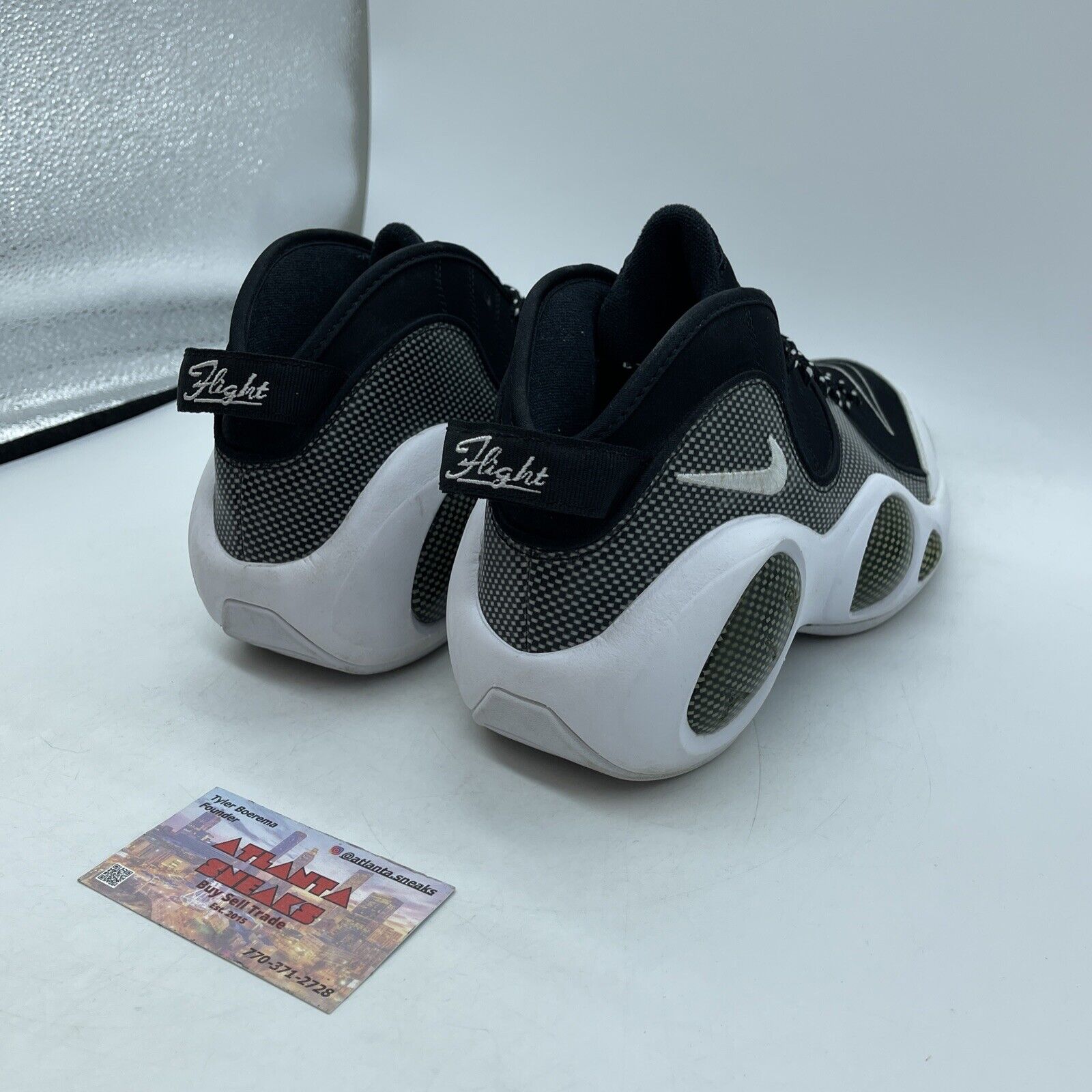 Size 9 - Nike Air Zoom Flight 95 2015 Black Metallic Silver Suede  (806404-001)