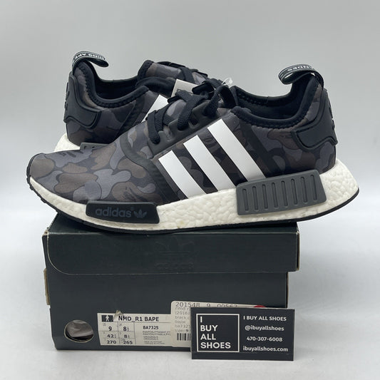 Size 9 - A Bathing Ape x Adidas NMD_R1 Black Camo (BA7325)