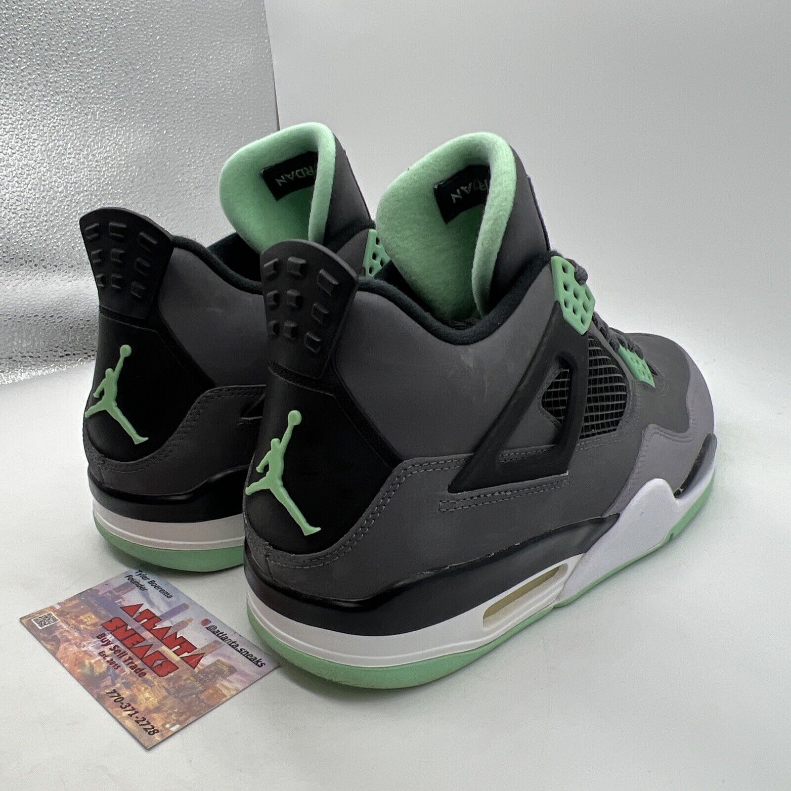 Size 11 - Jordan 4 Retro Green Glow 2013 Suede White Black (308497-033)