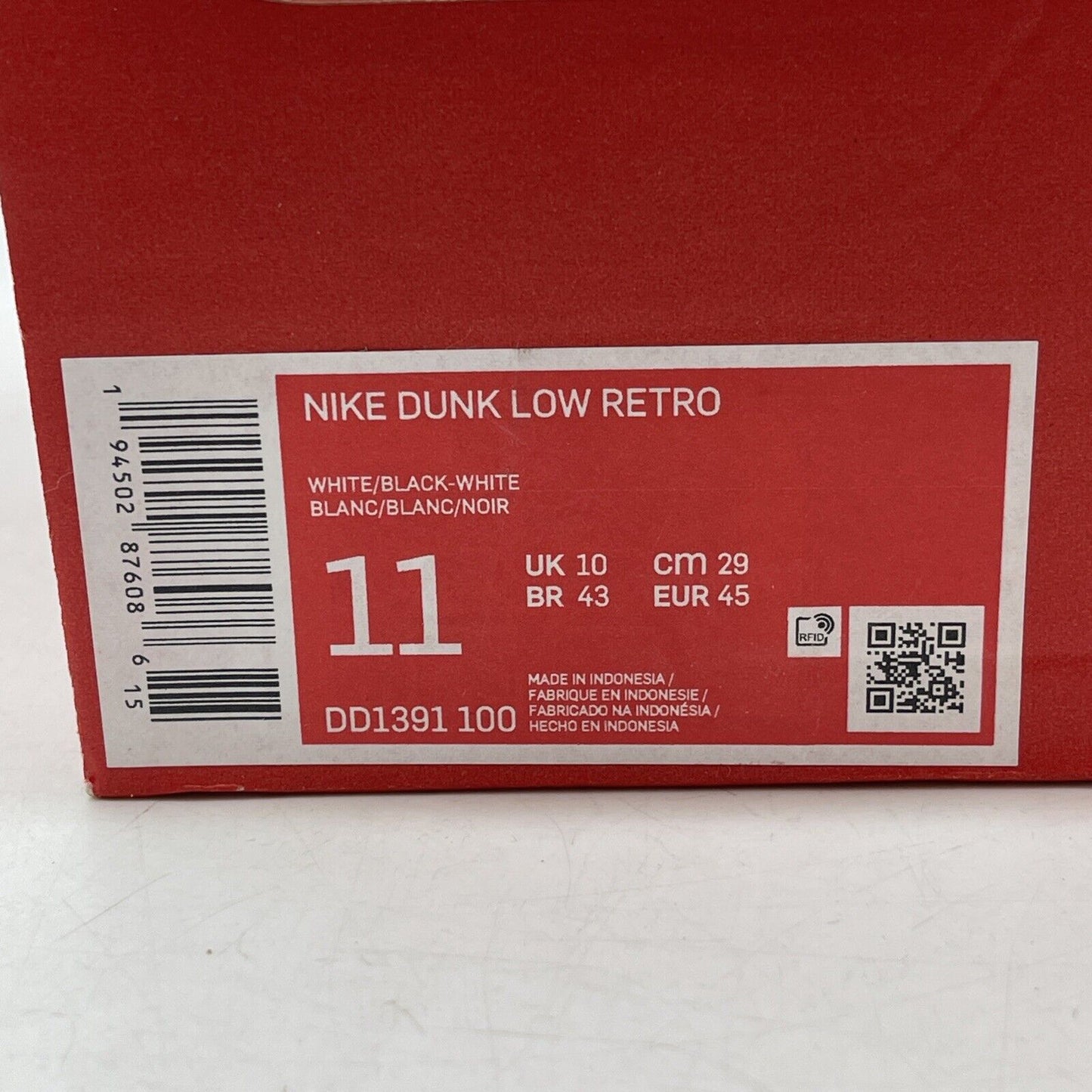 Size 11 - Nike Dunk Low Black White Leather (DD1391-100)