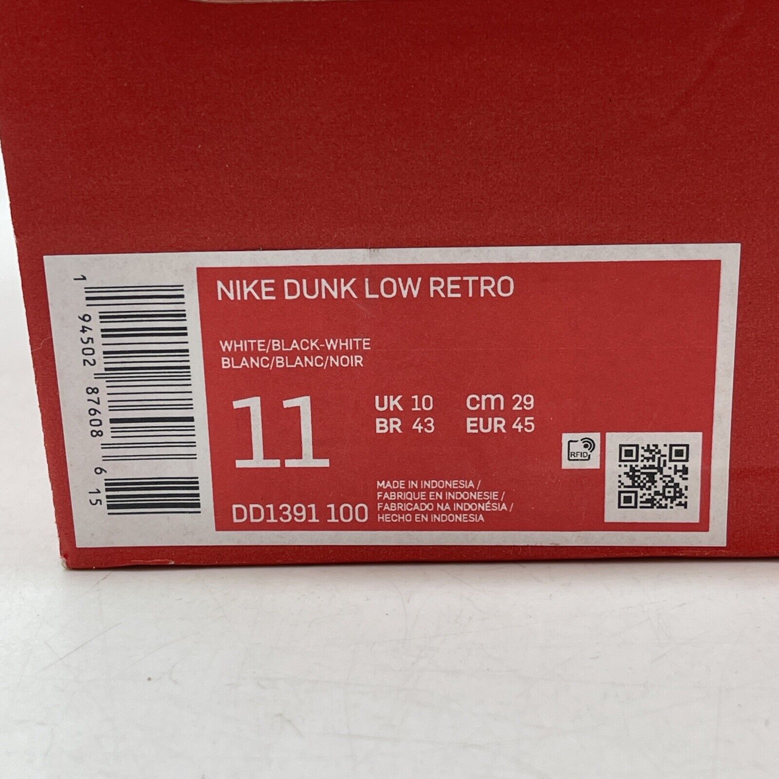 Size 11 - Nike Dunk Low Black White Leather (DD1391-100)