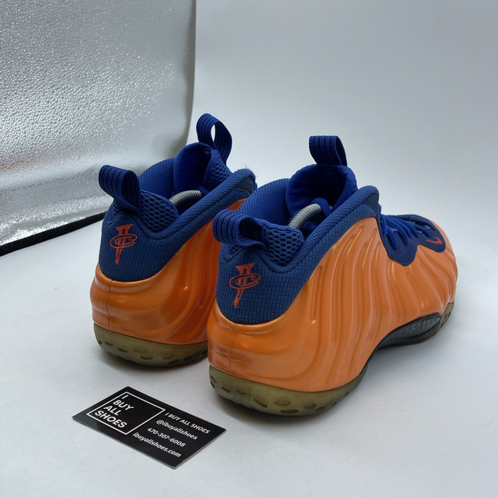 Size 11.5 - Nike Air Foamposite One Knicks Orange Blue Suede (314996-801)