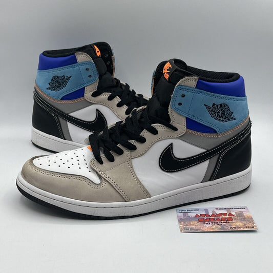 Size 13 - Jordan 1 Retro High OG Prototype Suede N Leather White Blue Orange OG