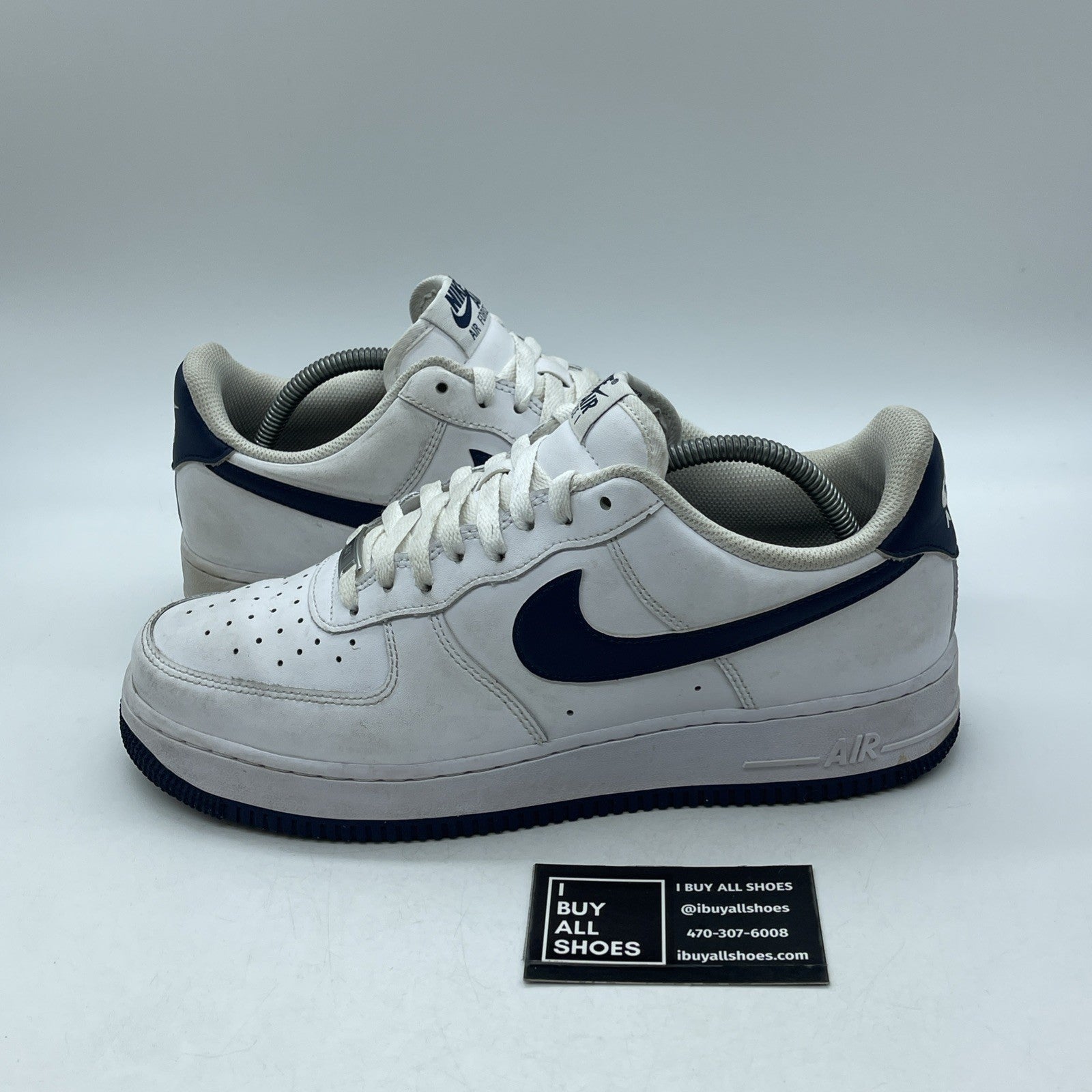 Size 10 - Nike Air Force 1 '07 White Midnight Navy White Leather (FJ4146-104)