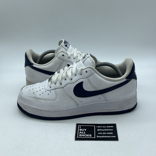 Size 10 - Nike Air Force 1 '07 White Midnight Navy White Leather (FJ4146-104)