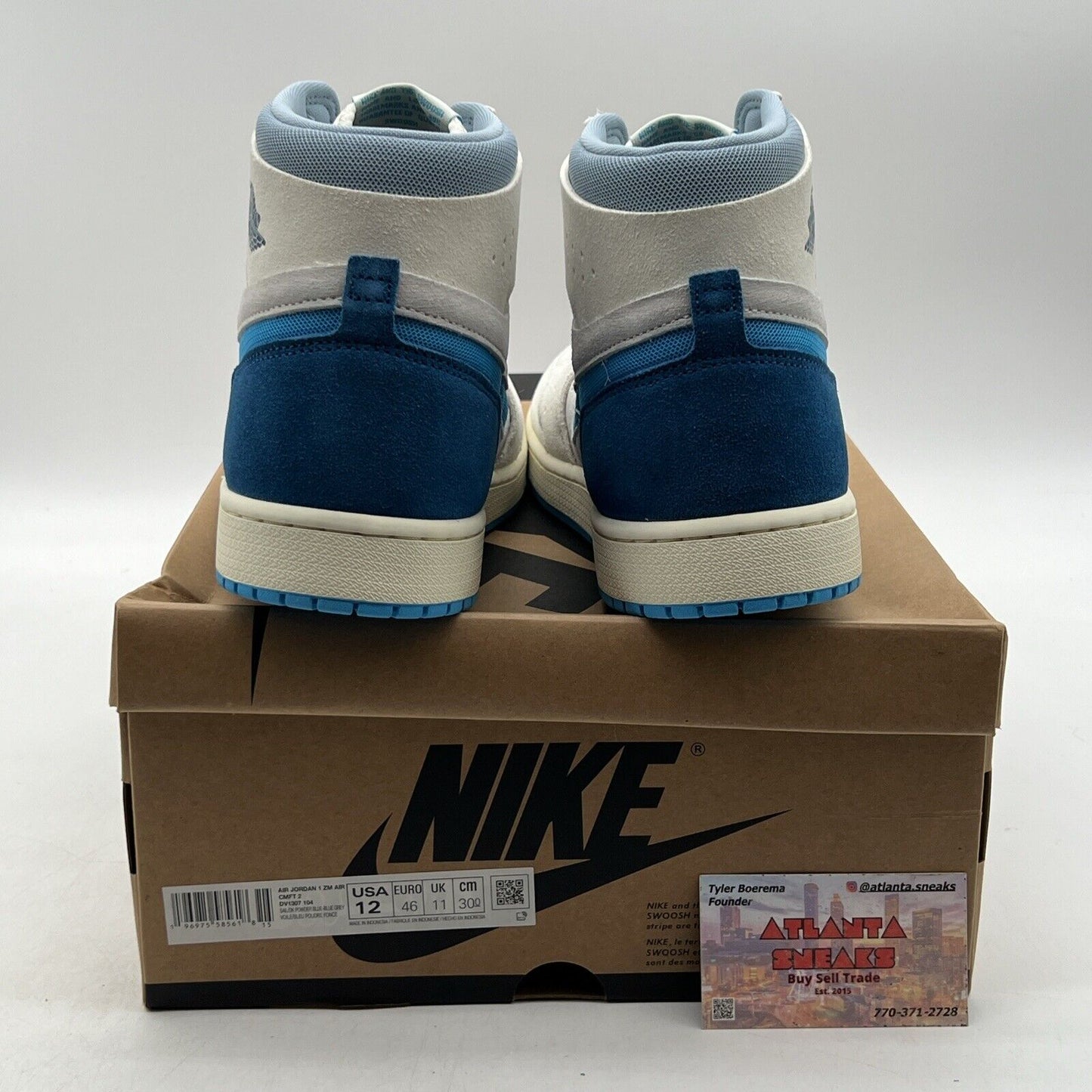 Size 12 - Jordan 1 Zoom CMFT 2 High Dark Powder Blue (DV1307-104)