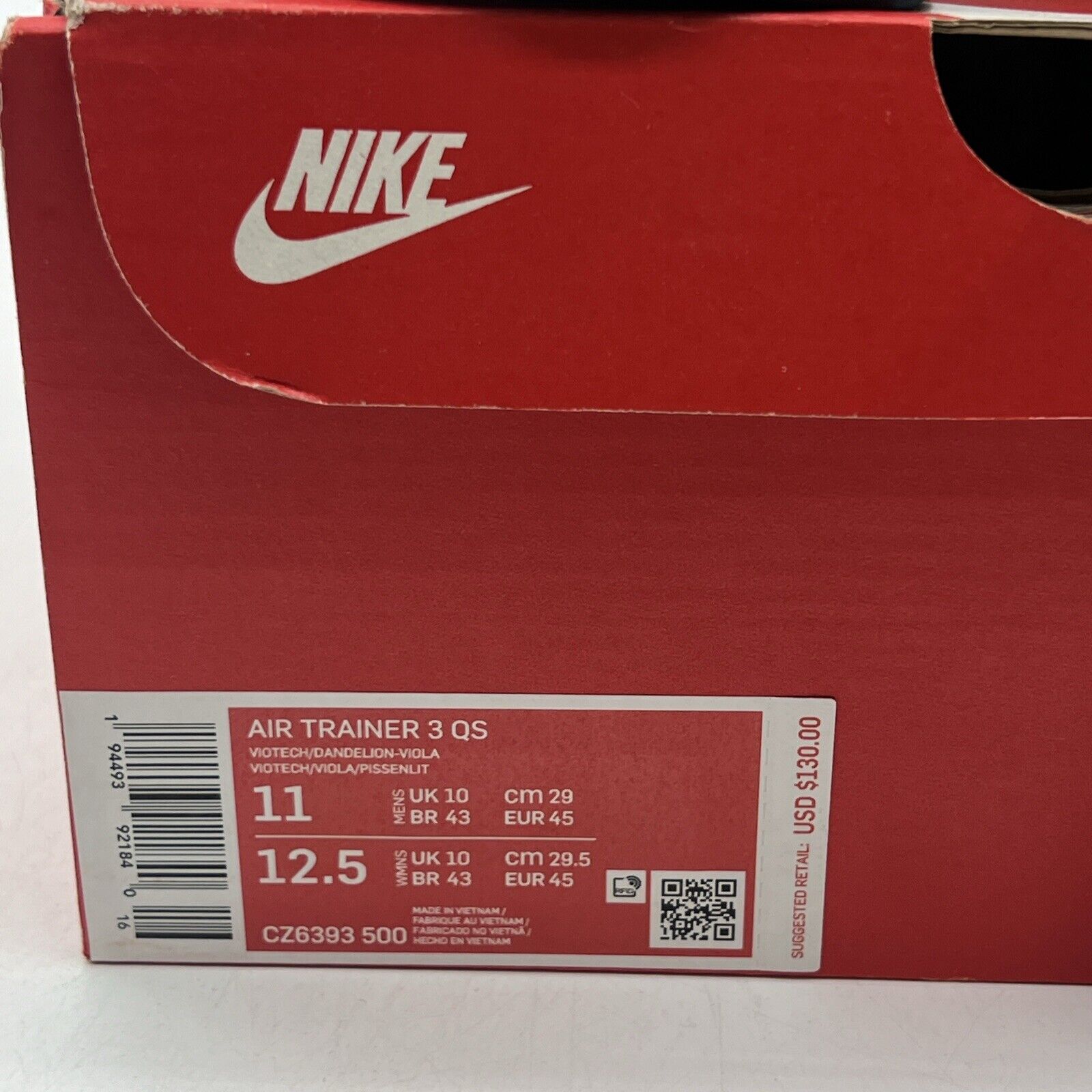 Size 11 - Nike Air Trainer 3 Retro 2020 Viotech Yellow Purple (CZ6393-500)
