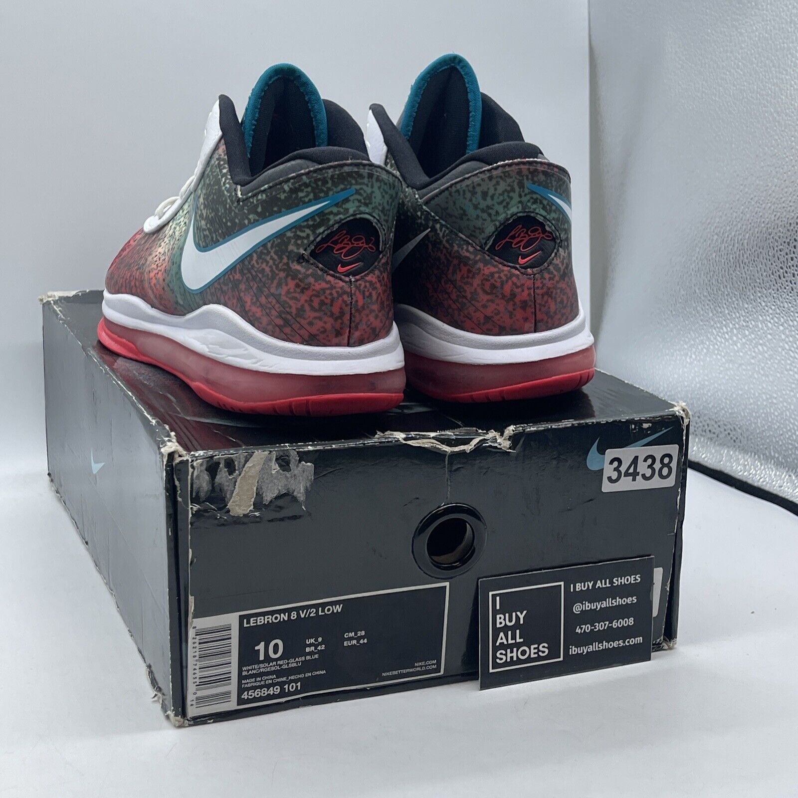 Size 10 - Nike Lebron 8 V/2 2011 Low Miami Night Black White Leather -456849-101